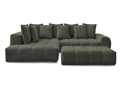 Bobochic, Ecksofa mit Hocker BOBOCHIC EVEREST Stoff chiniert grün