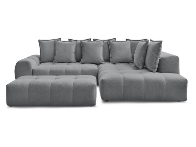 Bobochic, Ecksofa mit Hocker BOBOCHIC EVEREST Stoff chiniert dunkelgrau