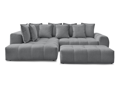 Bobochic, Ecksofa mit Hocker BOBOCHIC EVEREST Stoff chiniert dunkelgrau
