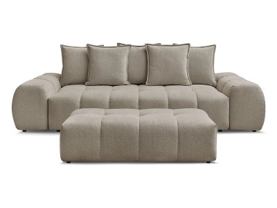 Bobochic, 3er Sofa mit Hocker BOBOCHIC EVEREST Stoff chiniert taupe