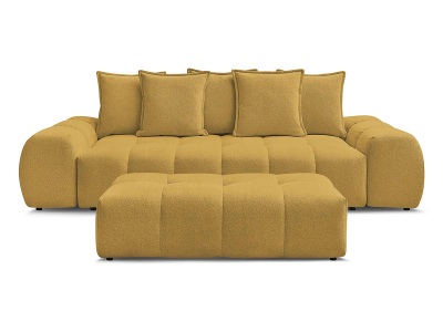 Bobochic, 3er Sofa mit Hocker BOBOCHIC EVEREST Stoff chiniert gelb
