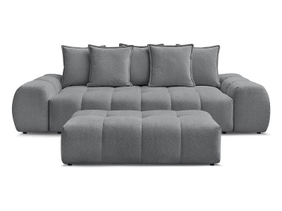 Bobochic, 3er Sofa mit Hocker BOBOCHIC EVEREST Stoff chiniert dunkelgrau