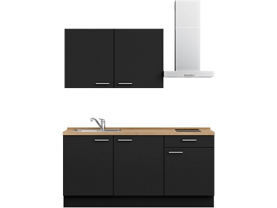 MODUSET, Komplette Küche mit Elektrogeräten MODUSET TOUCH CLASSIC Schwarz 60x180cm