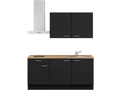 MODUSET, Komplette Küche mit Elektrogeräten MODUSET TOUCH CLASSIC Schwarz 60x180cm
