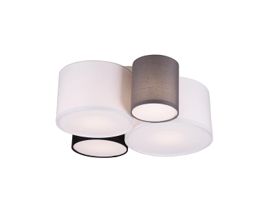 Trio Lighting, Deckenleuchte Hotel mit vier Textilschirmen, Deckenleuchte Hotel mit vier Textilschirmen