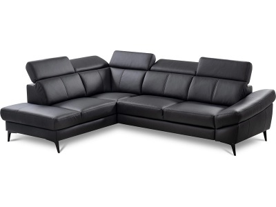CONFORAMA, Ecksofa DALE Echtleder / Synthetisches Leder schwarz, Ecksofa DALE Echtleder / Synthetisches Leder schwarz