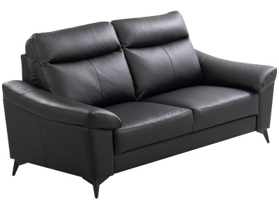 CONFORAMA, 3er Sofa LUNA Echtleder / Synthetisches Leder schwarz