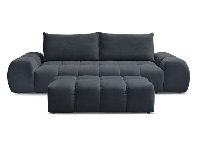 Bobochic, 3er Sofa mit Hocker BOBOCHIC EVEREST Stoff mit Textur dunkelblau, 3er Sofa mit Hocker BOBOCHIC EVEREST Stoff mit Textur dunkelblau