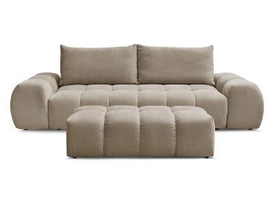 Bobochic, 3er Sofa mit Hocker BOBOCHIC EVEREST Stoff mit Textur taupe, 3er Sofa mit Hocker BOBOCHIC EVEREST Stoff mit Textur taupe