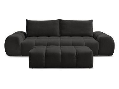 Bobochic, 3er Sofa mit Hocker BOBOCHIC EVEREST Stoff mit Textur schwarz, 3er Sofa mit Hocker BOBOCHIC EVEREST Stoff mit Textur schwarz