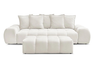 Bobochic, 3er Sofa mit Hocker BOBOCHIC EVEREST Stoff mit Textur weiss, 3er Sofa mit Hocker BOBOCHIC EVEREST Stoff mit Textur weiss