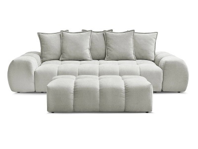 Bobochic, 3er Sofa mit Hocker BOBOCHIC EVEREST Stoff mit Textur hellgrau, 3er Sofa mit Hocker BOBOCHIC EVEREST Stoff mit Textur hellgrau