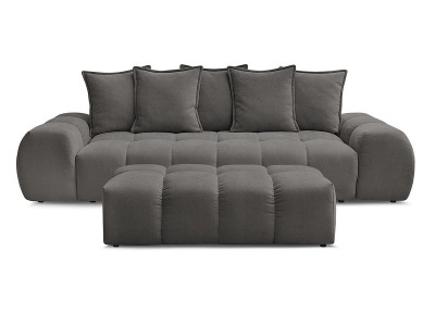 Bobochic, 3er Sofa mit Hocker BOBOCHIC EVEREST Stoff mit Textur dunkelgrau, 3er Sofa mit Hocker BOBOCHIC EVEREST Stoff mit Textur dunkelgrau