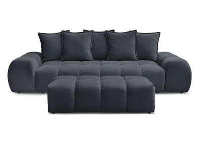 Bobochic, 3er Sofa mit Hocker BOBOCHIC EVEREST Stoff mit Textur dunkelblau, 3er Sofa mit Hocker BOBOCHIC EVEREST Stoff mit Textur dunkelblau