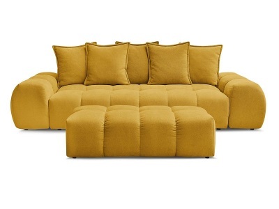 Bobochic, 3er Sofa mit Hocker BOBOCHIC EVEREST Stoff mit Textur gelb, 3er Sofa mit Hocker BOBOCHIC EVEREST Stoff mit Textur gelb