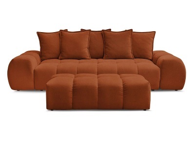 Bobochic, 3er Sofa mit Hocker BOBOCHIC EVEREST Stoff mit Textur orange, 3er Sofa mit Hocker BOBOCHIC EVEREST Stoff mit Textur orange