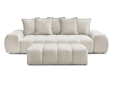Bobochic, 3er Sofa mit Hocker BOBOCHIC EVEREST Stoff mit Textur beige, 3er Sofa mit Hocker BOBOCHIC EVEREST Stoff mit Textur beige