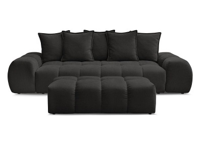 Bobochic, 3er Sofa mit Hocker BOBOCHIC EVEREST Stoff mit Textur schwarz, 3er Sofa mit Hocker BOBOCHIC EVEREST Stoff mit Textur schwarz