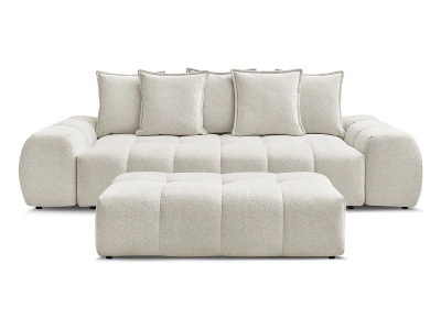 Bobochic, 3er Sofa mit Hocker BOBOCHIC EVEREST Stoff chiniert weiss, 3er Sofa mit Hocker BOBOCHIC EVEREST Stoff chiniert weiss