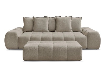 Bobochic, 3er Sofa mit Hocker BOBOCHIC EVEREST Stoff chiniert taupe, 3er Sofa mit Hocker BOBOCHIC EVEREST Stoff chiniert taupe