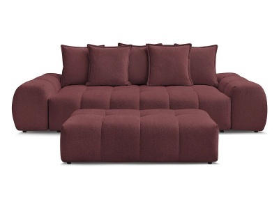 Bobochic, 3er Sofa mit Hocker BOBOCHIC EVEREST Stoff chiniert rot, 3er Sofa mit Hocker BOBOCHIC EVEREST Stoff chiniert rot