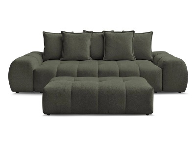 Bobochic, 3er Sofa mit Hocker BOBOCHIC EVEREST Stoff chiniert grün, 3er Sofa mit Hocker BOBOCHIC EVEREST Stoff chiniert grün