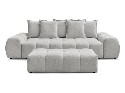 Bobochic, 3er Sofa mit Hocker BOBOCHIC EVEREST Stoff chiniert hellgrau, 3er Sofa mit Hocker BOBOCHIC EVEREST Stoff chiniert hellgrau