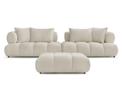 Bobochic, Sofa mit Hocker BOBOCHIC ALYA Boucle-Stoff beige