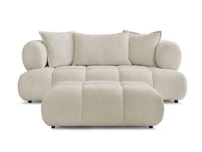 Bobochic, 2er Sofa mit Hocker BOBOCHIC ALYA Boucle-Stoff beige, 2er Sofa mit Hocker BOBOCHIC ALYA Boucle-Stoff beige