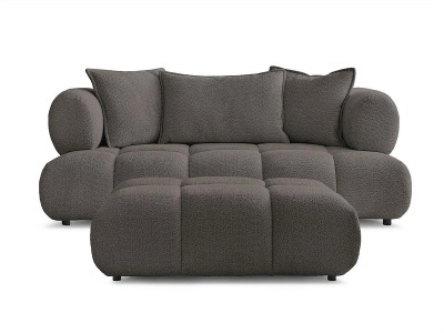 Bobochic, 2er Sofa mit Hocker BOBOCHIC ALYA Boucle-Stoff rotbraun, 2er Sofa mit Hocker BOBOCHIC ALYA Boucle-Stoff rotbraun