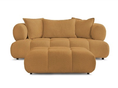 Bobochic, 2er Sofa mit Hocker BOBOCHIC ALYA Boucle-Stoff gelb, 2er Sofa mit Hocker BOBOCHIC ALYA Boucle-Stoff gelb