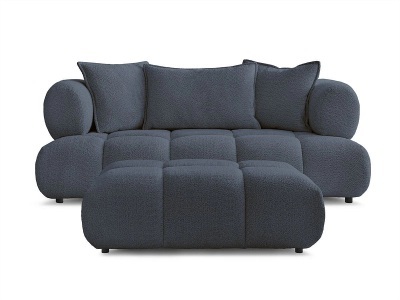 Bobochic, 2er Sofa mit Hocker BOBOCHIC ALYA Boucle-Stoff dunkelblau, 2er Sofa mit Hocker BOBOCHIC ALYA Boucle-Stoff dunkelblau