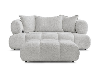 Bobochic, 2er Sofa mit Hocker BOBOCHIC ALYA Boucle-Stoff hellgrau, 2er Sofa mit Hocker BOBOCHIC ALYA Boucle-Stoff hellgrau