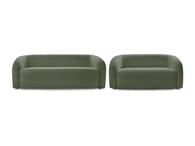 Bobochic, 2er + 3er Sofa BOBOCHIC ELINA Boucle-Stoff grün, 2er + 3er Sofa BOBOCHIC ELINA Boucle-Stoff grün