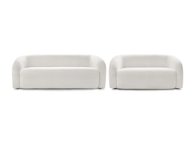 Bobochic, 2er + 3er Sofa BOBOCHIC ELINA Boucle-Stoff weiss, 2er + 3er Sofa BOBOCHIC ELINA Boucle-Stoff weiss