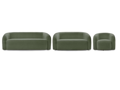 Bobochic, 2er + 3er Sofa BOBOCHIC ELINA Boucle-Stoff grün, 2er + 3er Sofa BOBOCHIC ELINA Boucle-Stoff grün