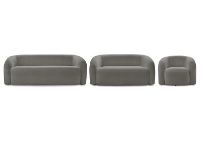 Bobochic, 2er + 3er Sofa BOBOCHIC ELINA Boucle-Stoff dunkelgrau, 2er + 3er Sofa BOBOCHIC ELINA Boucle-Stoff dunkelgrau