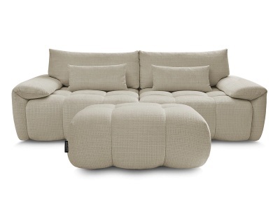 Bobochic, 3er Sofa mit Hocker BOBOCHIC IVANE Stoff mit Textur beige, 3er Sofa mit Hocker BOBOCHIC IVANE Stoff mit Textur beige