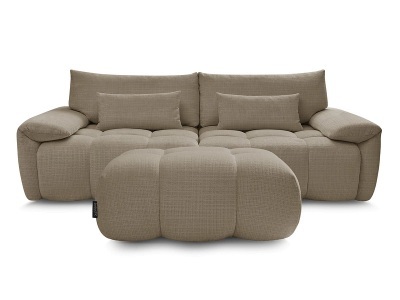 Bobochic, 3er Sofa mit Hocker BOBOCHIC IVANE Stoff mit Textur taupe, 3er Sofa mit Hocker BOBOCHIC IVANE Stoff mit Textur taupe