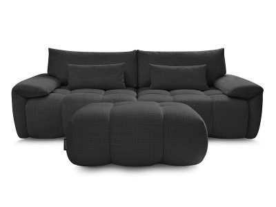 Bobochic, 3er Sofa mit Hocker BOBOCHIC IVANE Stoff mit Textur schwarz, 3er Sofa mit Hocker BOBOCHIC IVANE Stoff mit Textur schwarz