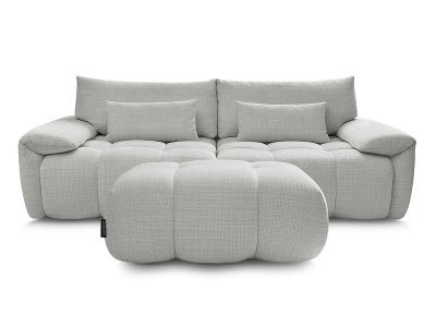 Bobochic, 3er Sofa mit Hocker BOBOCHIC IVANE Stoff mit Textur hellgrau, 3er Sofa mit Hocker BOBOCHIC IVANE Stoff mit Textur hellgrau