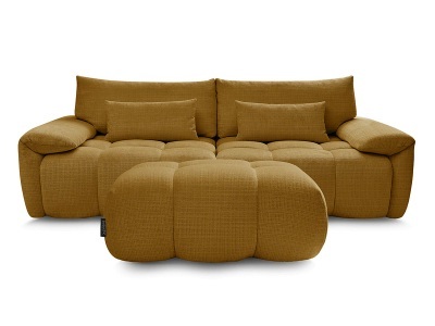 Bobochic, 3er Sofa mit Hocker BOBOCHIC IVANE Stoff mit Textur gelb, 3er Sofa mit Hocker BOBOCHIC IVANE Stoff mit Textur gelb