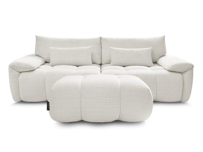 Bobochic, 3er Sofa mit Hocker BOBOCHIC IVANE Stoff mit Textur weiss, 3er Sofa mit Hocker BOBOCHIC IVANE Stoff mit Textur weiss