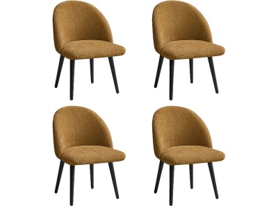 Bobochic, BOBOCHIC Set mit 4 Stühlen LALIE Stoff gelb