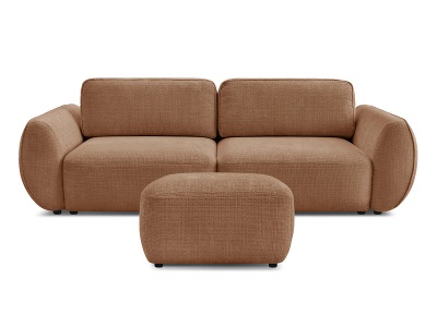 Bobochic, 3er Sofa mit Hocker BOBOCHIC DENISE Stoff mit Textur orange