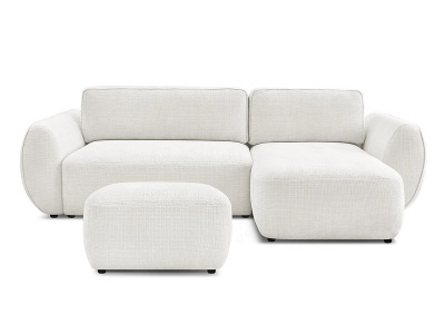 Bobochic, Ecksofa mit Hocker BOBOCHIC DENISE Stoff mit Textur weiss