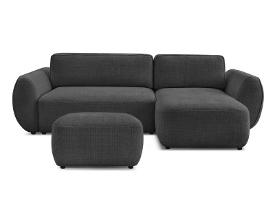 Bobochic, Ecksofa mit Hocker BOBOCHIC DENISE Stoff mit Textur schwarz