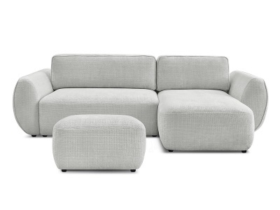 Bobochic, Ecksofa mit Hocker BOBOCHIC DENISE Stoff mit Textur hellgrau