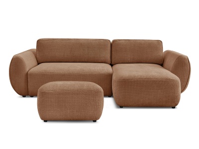 Bobochic, Ecksofa mit Hocker BOBOCHIC DENISE Stoff mit Textur orange