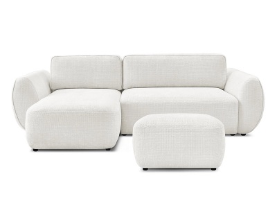 Bobochic, Ecksofa mit Hocker BOBOCHIC DENISE Stoff mit Textur weiss